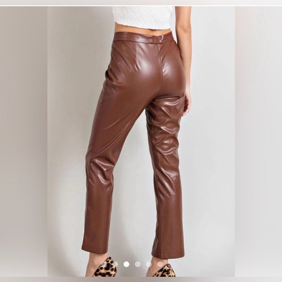 Wildfox Princess Seams Faux Leather Split Hem Pants - Picture 3 of 8